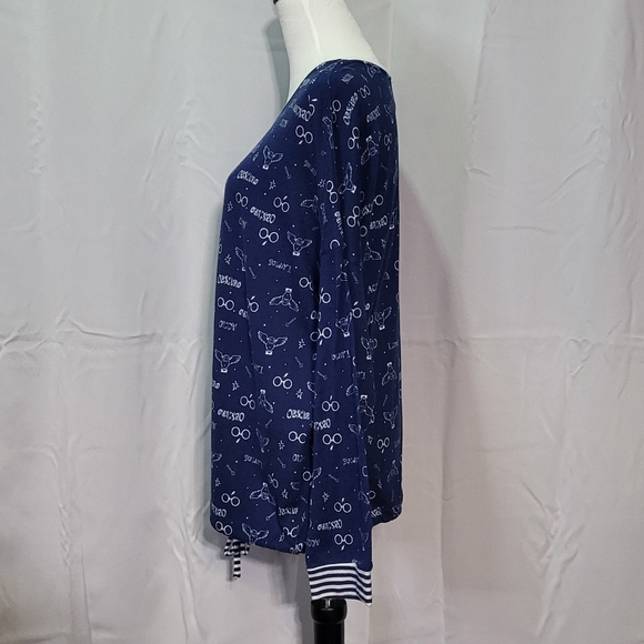 Harry Potter Women's Blue Full Print Graphic Long Sleeve Pajama Top Size XL EUC - Picture 5 of 10